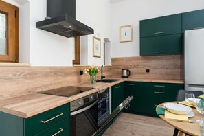 Fridge, oven, stovetop, dishwasher