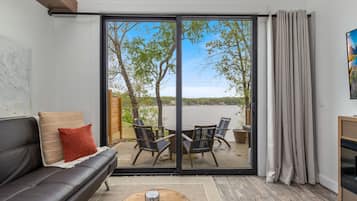 Smart TV, chimenea y libros