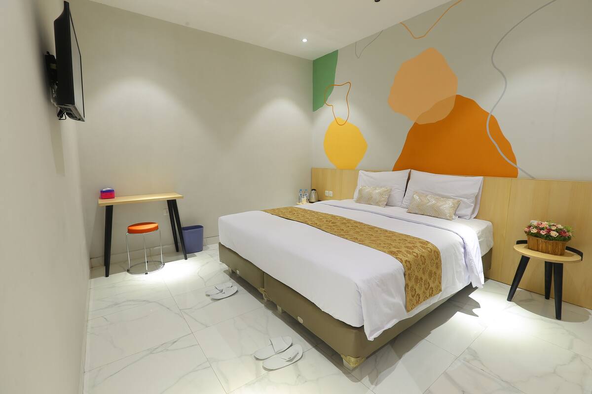 ห้องดีลักซ์ดับเบิล | โต๊ะทำงาน, ห้องเก็บเสียง, Wi-Fi ฟรี, ผ้าปูที่นอน