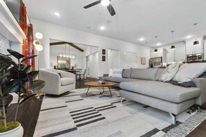 TV, fireplace, offices