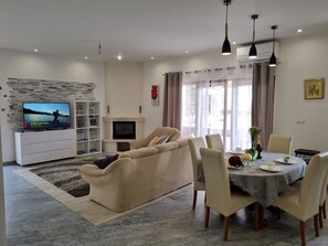 Apartment, Multiple Beds | Living room | Fireplace - Large 120 m2 apt With Patio,1 min Walk From Beach (Dugi Rat)