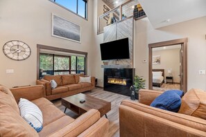 TV, fireplace