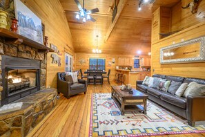 Smart TV, fireplace, DVD player, video library