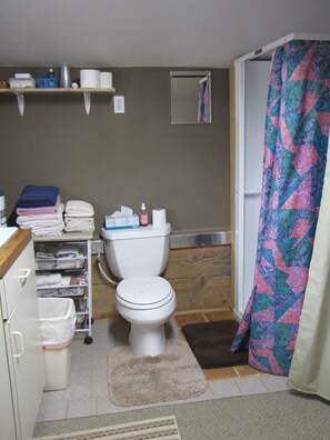Shower, towels, soap, toilet paper - Cozy rustic cabin on Little Sheep Creek at foot of Lima Peaks (Lima)