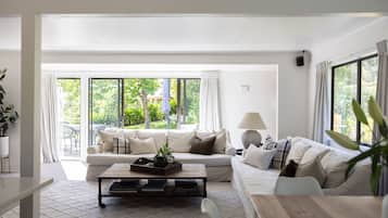 Smart TV, fireplace, video games, books