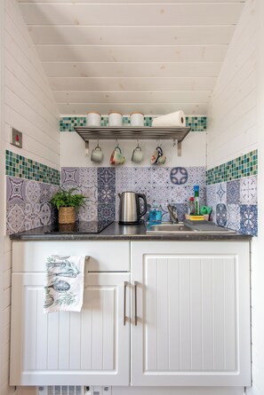 Réfrigérateur, micro-ondes, plaque de cuisson, bouilloire électrique