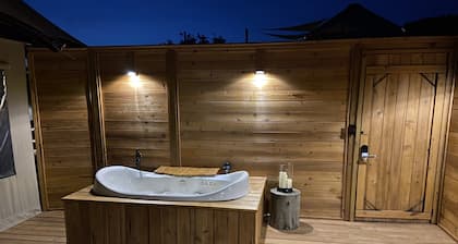 Luxury Safari Tent #3 Scenic Hill Country Views- Private Deck/Hot Tub/Pond Pool