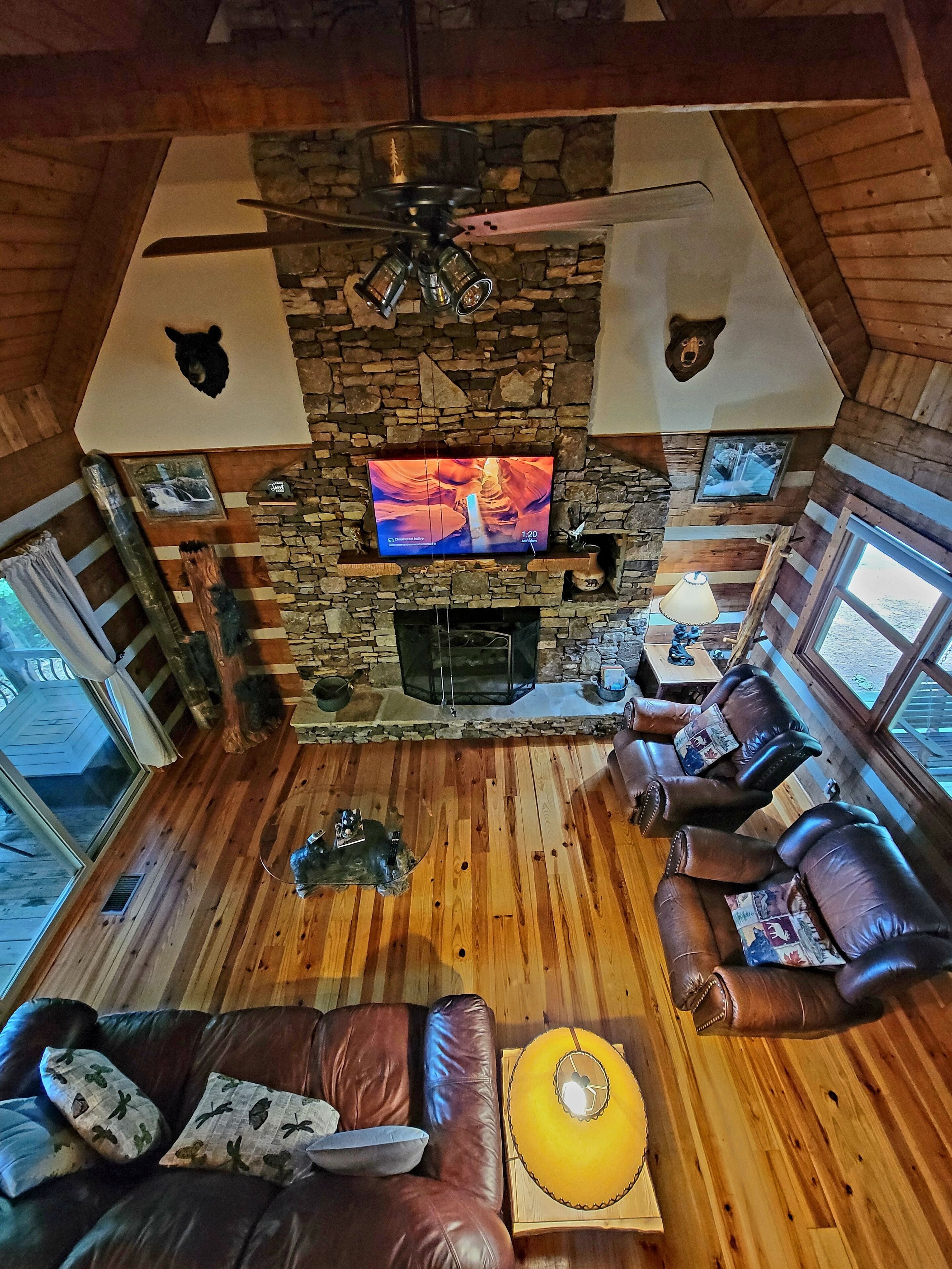 TV connectée, cheminée, jeux vidéo, livres