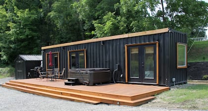New Modern Shipping Container Home | Private Hot Tub | Hocking Hills