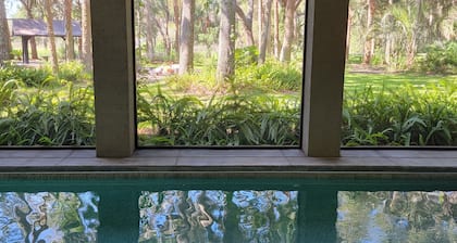 Private hot tub and seasonally heated pool.