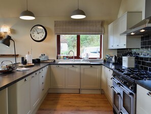 Dishwasher, high chair, cookware/dishes/utensils - 3 bedroom accommodation in Invergowrie, near Dundee (Invergowrie, near Dundee)