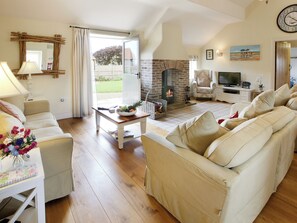 TV, fireplace