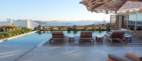 An infinity pool, a heated pool