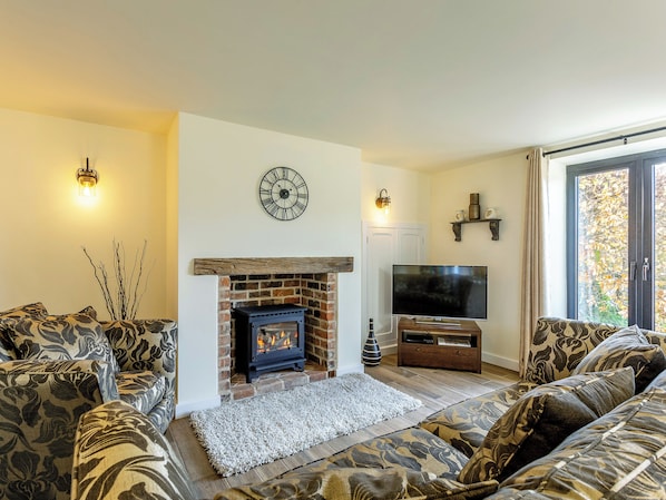 TV, fireplace - East Cottage - UKC4432 (East Brent, near Weston-super-Mare)