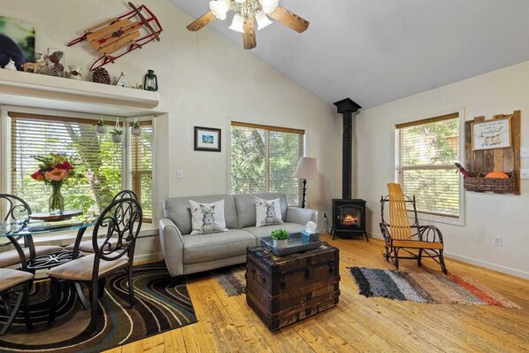 TV, fireplace, offices