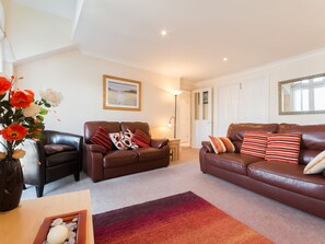 Living area - Marina views from this stunning apartment. (Brixham)