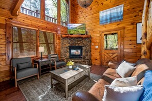 Smart TV, fireplace, foosball, books