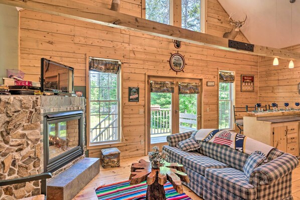 TV, fireplace, DVD player, video library
