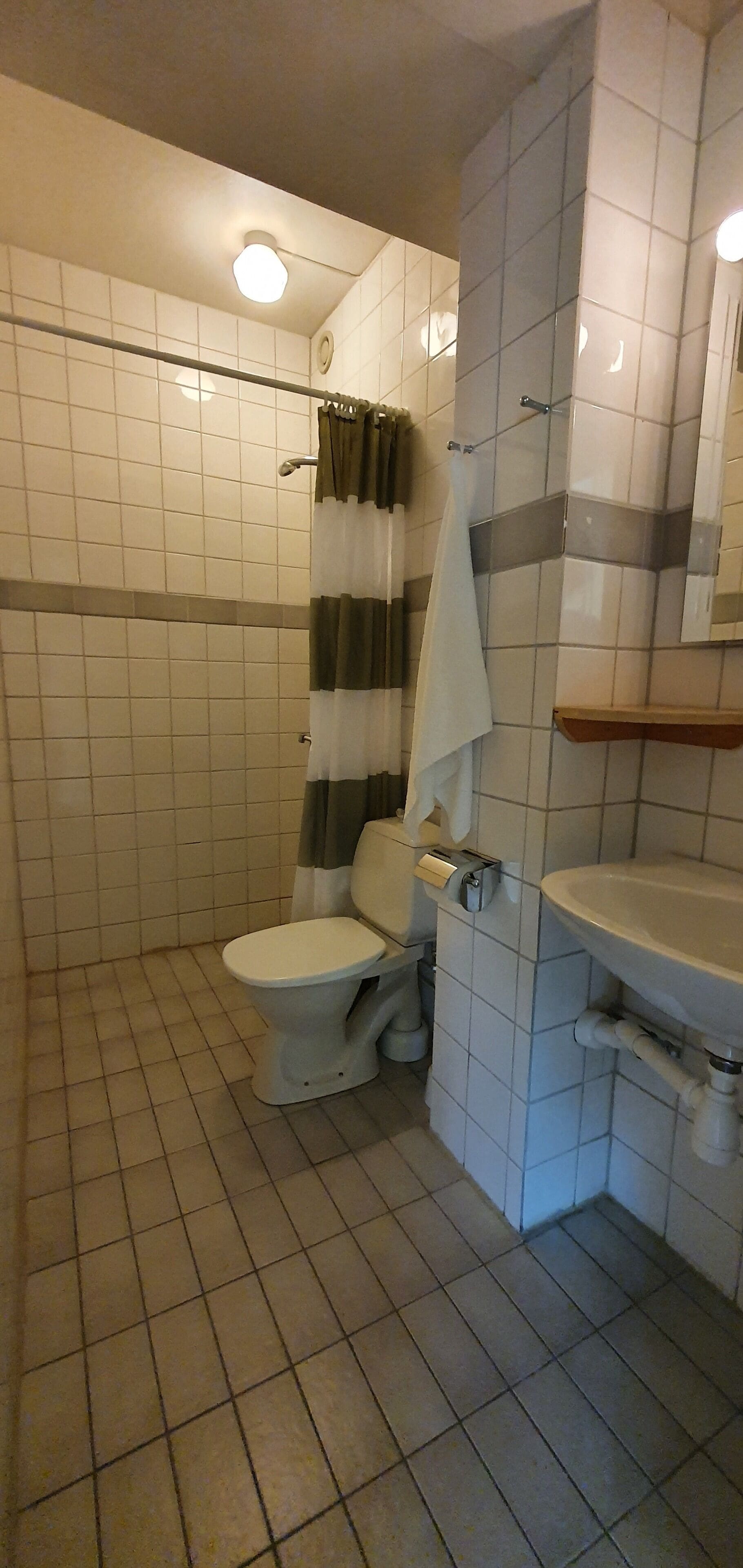 basic single room | bathroom | shower, towels