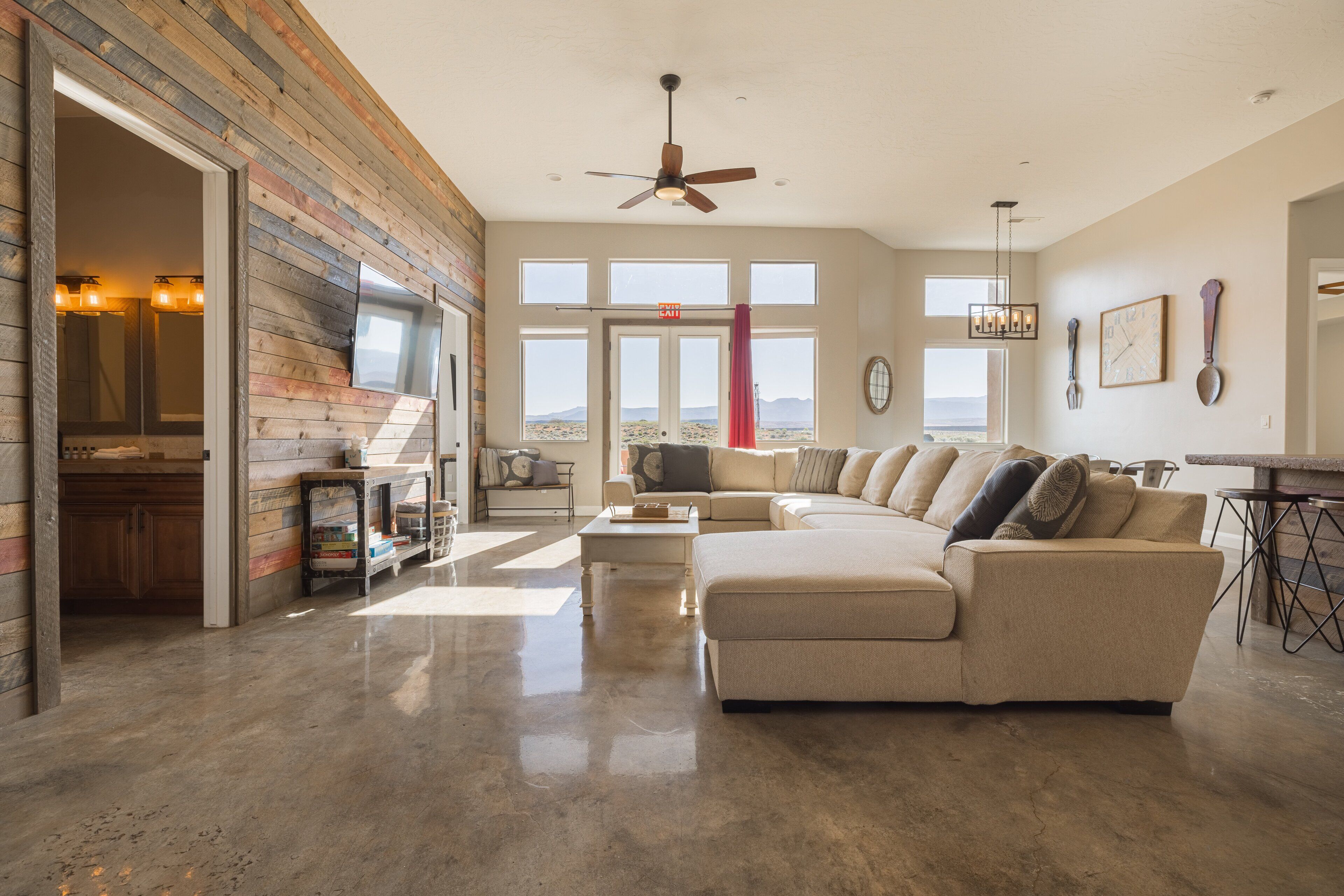 Smart TV, table football, ping pong, books