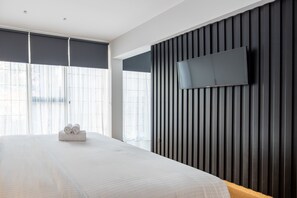 Deluxe-Apartment | Hochwertige Bettwaren, Pillowtop-Betten, Minibar, schallisolierte Zimmer