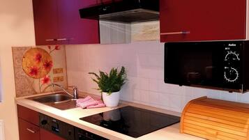 Kühlschrank, Mikrowelle, Herdplatte, Geschirrspüler