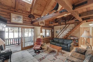 Smart TV, fireplace, video games, video library