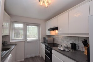 Microwave, oven, toaster, high chair