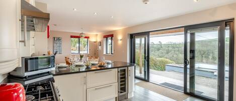 Microwave, oven, dishwasher, high chair