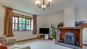A living room with a fireplace, television, and a sofa. - 2 Bed in Exminster (oc-h28725) (Exminster)