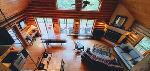 Smart TV, fireplace, DVD player, books