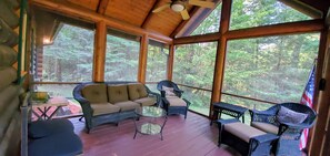 Property grounds - Spacious, family-sized, pet-friendly chalet style log home on Lake Chippewa. (Hayward)