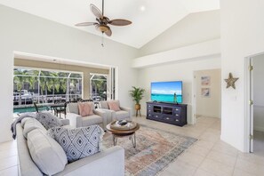 House, Multiple Beds (Sunny waterfront home near beach, sho) | Living room - Sunny Waterfront Home Near Beach, Shops and Food (Marco Island)