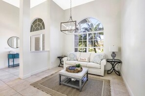 House, Multiple Beds (Sunny waterfront home near beach, sho) | Living room