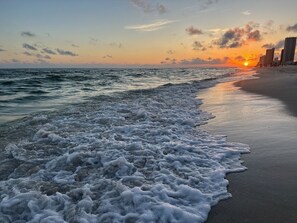 Guests can enjoy the sound of waves gently lapping onto the shore.