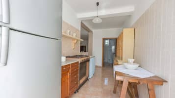 Fridge, oven, stovetop, cookware/dishes/utensils