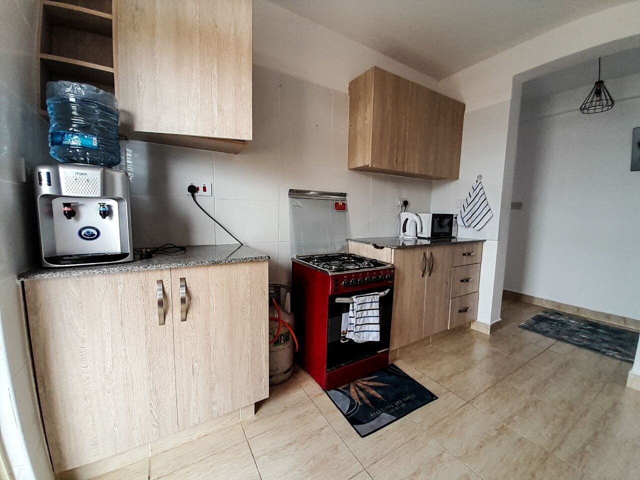 Fridge, microwave, oven, electric kettle