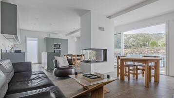 Cheminée, livres, imprimantes