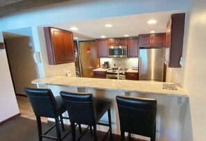Condo, 1 King Bed, Mountain View (#108 Vail International) | Private kitchen | Dining tables - #108 Vail International (Vail)