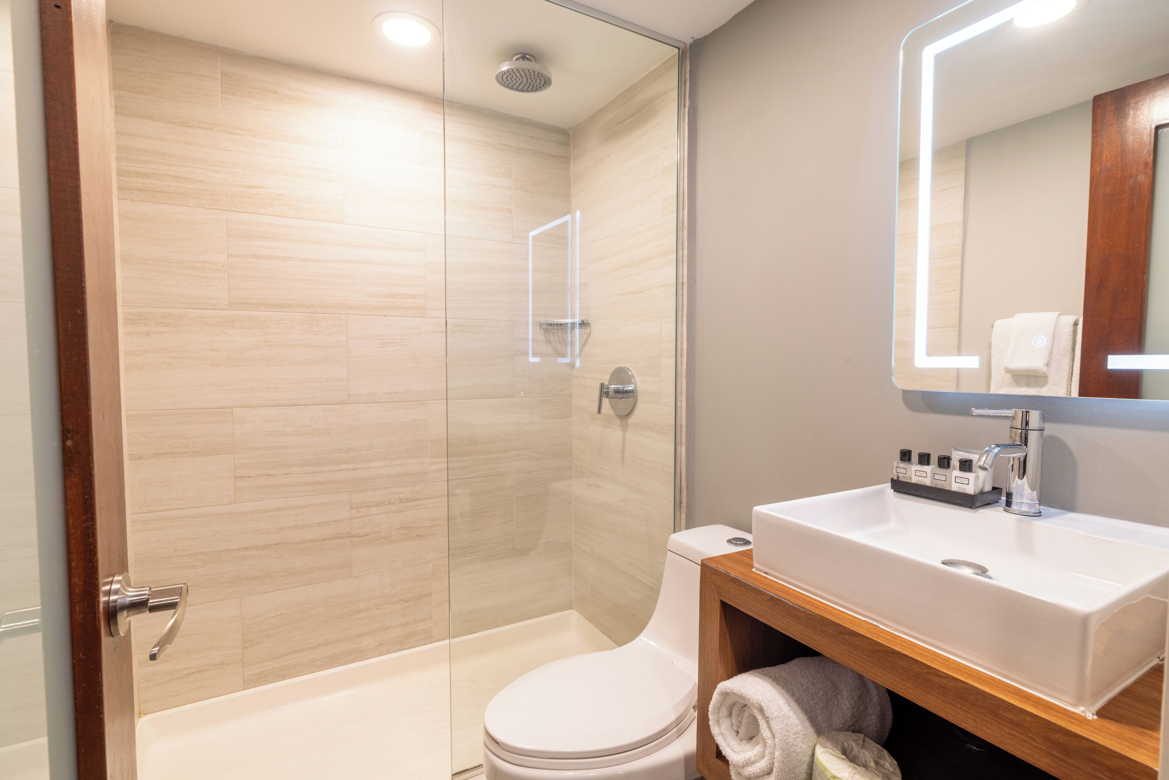 Premium Room, 2 Queen Beds, Non Smoking | Bathroom | Shower, free toiletries, hair dryer, towels