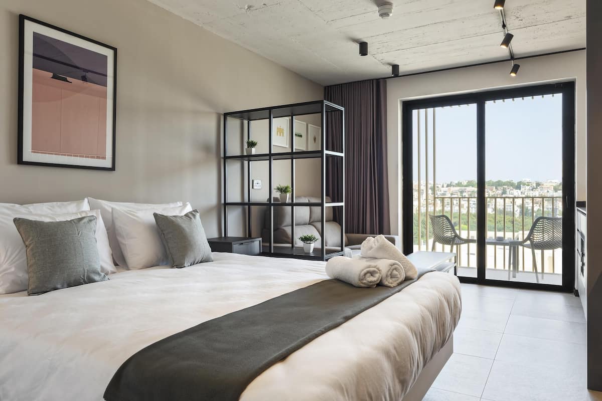 Estúdio, 1 cama de casal | 1 quarto, roupas de cama de algodão egípcio, roupas de cama premium
