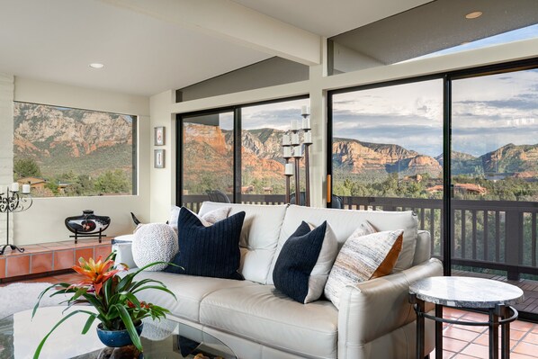 TV, fireplace, books