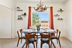 House, Multiple Beds, Hot Tub, Mountain View | Dining - Golden Serenity (Joshua Tree)