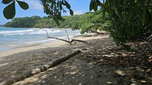 On the beach, sun-loungers, beach towels