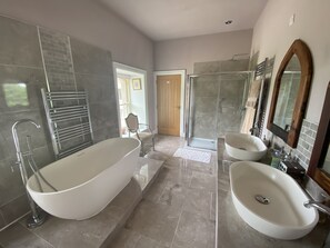 Shower, hydromassage showerhead, hair dryer, towels - The Old Flax Mill (Coleraine)