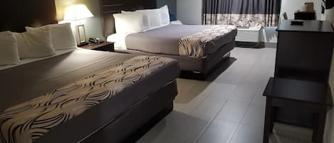 Desk, free WiFi, bed sheets