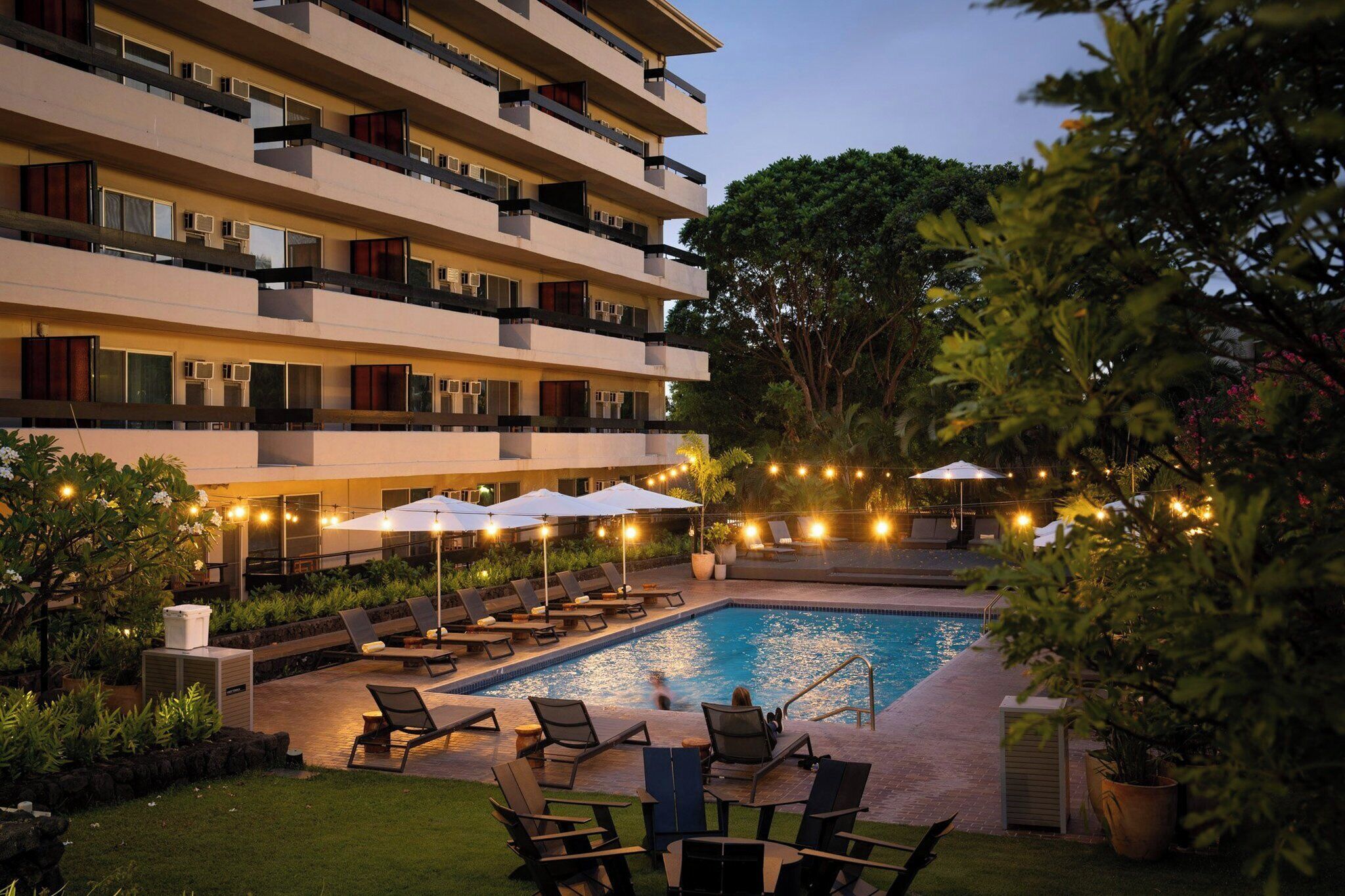 Outdoor pool, open 9:00 AM to 9:00 PM, pool umbrellas, sun loungers