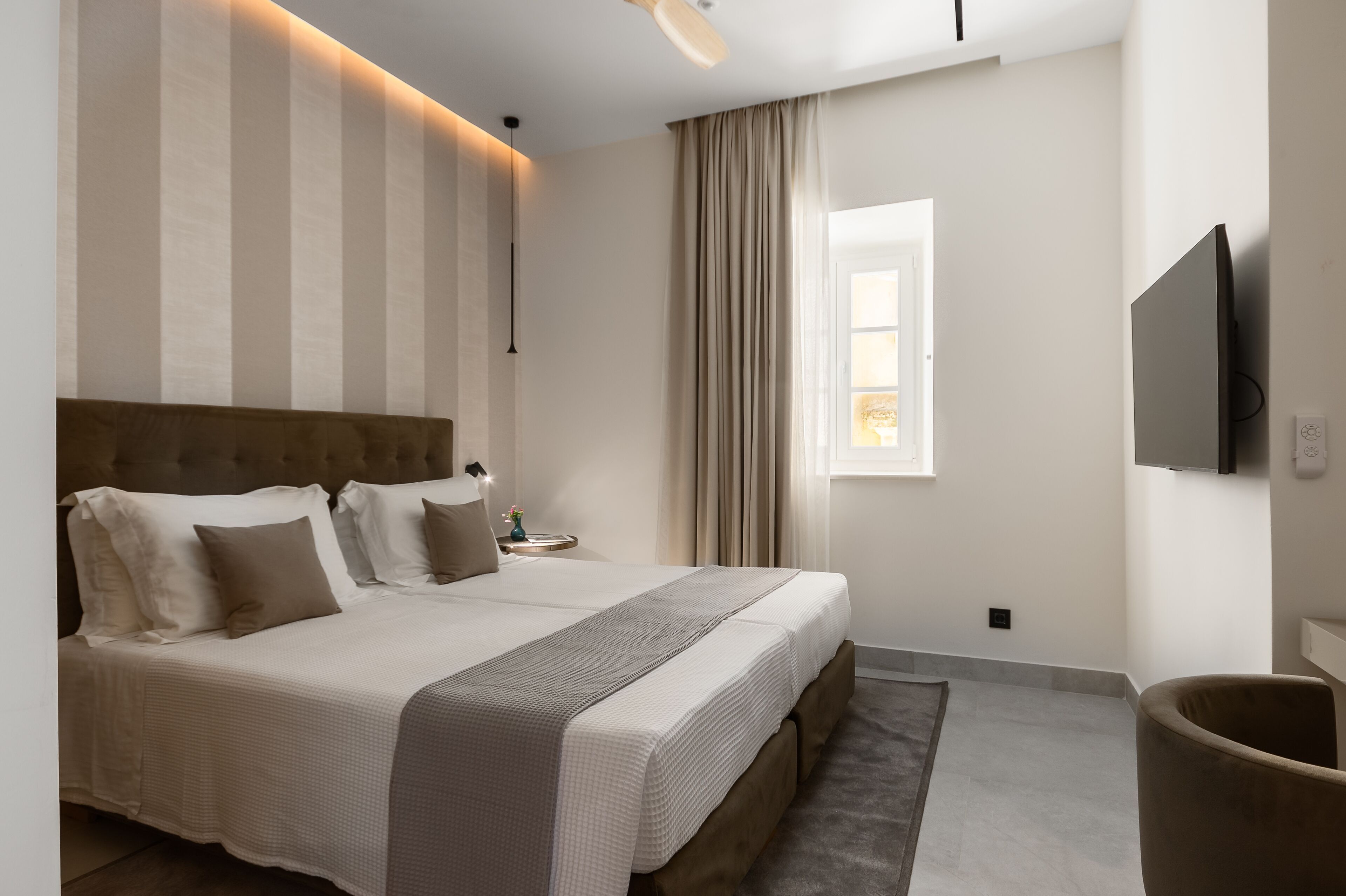 Premium bedding, down duvets, individually decorated