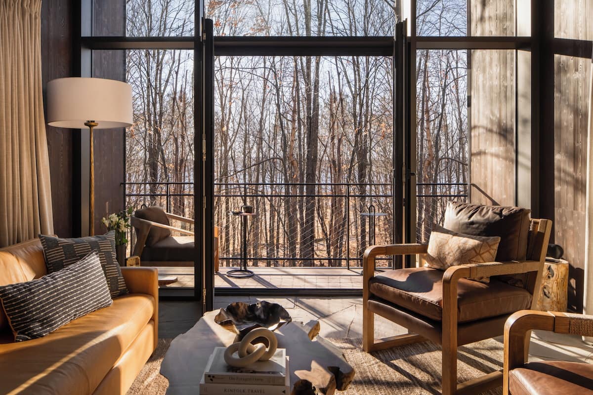 49-inch LED TV with digital channels, fireplace, Hulu