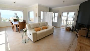 Televisión y chimenea